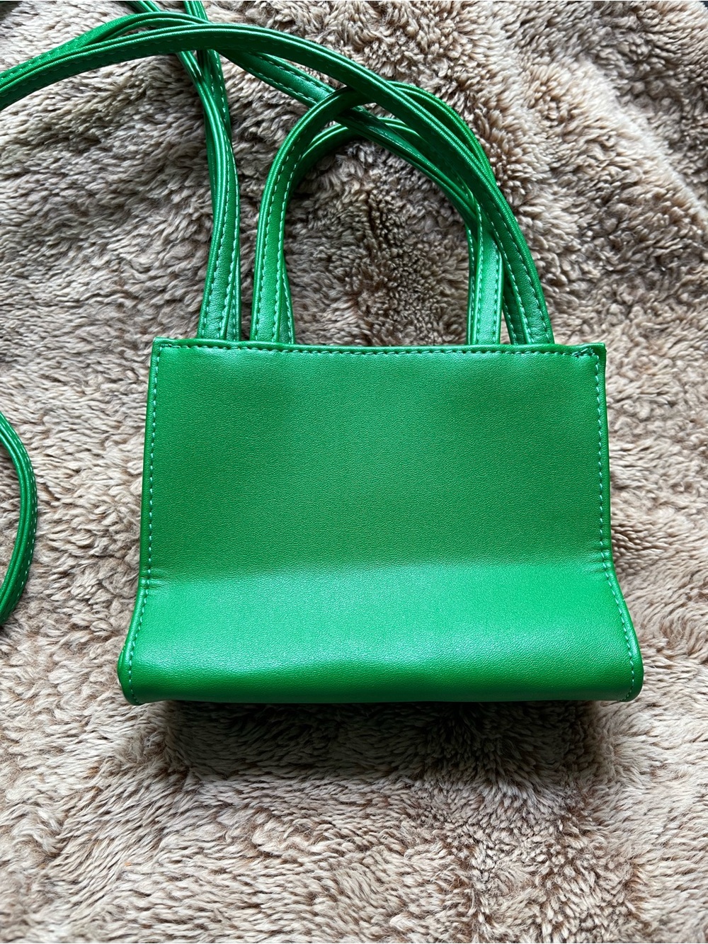 Telfar Mini Tote in Bright Green with Raised Logo - Picture 5 of 8